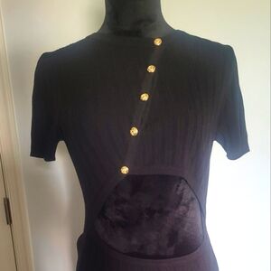 CIDER Black Asymetric Dress With Front Cutout. Size L NWT